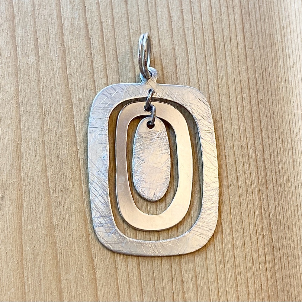 Pendant - Necklace - Rectangle - Cut-Out - Polished Silver & Brushed Nickel
